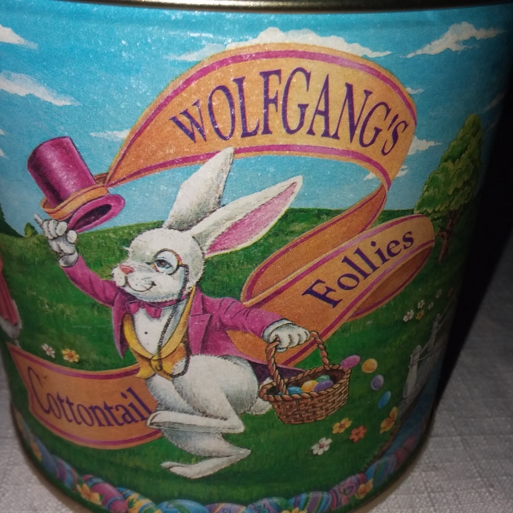 Wolfgang's Cottontail Follies Candy Tin Bunny Rabbit Easter Holiday 4.5" Empty - Picture 3 of 12